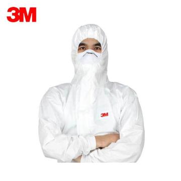 3M 4545 白色医用带帽连体防护服 XL