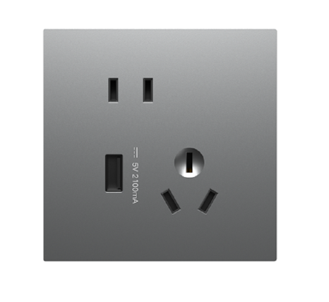 良信A1系列两极加两极带接地插座加一位USB-A电源插座错位